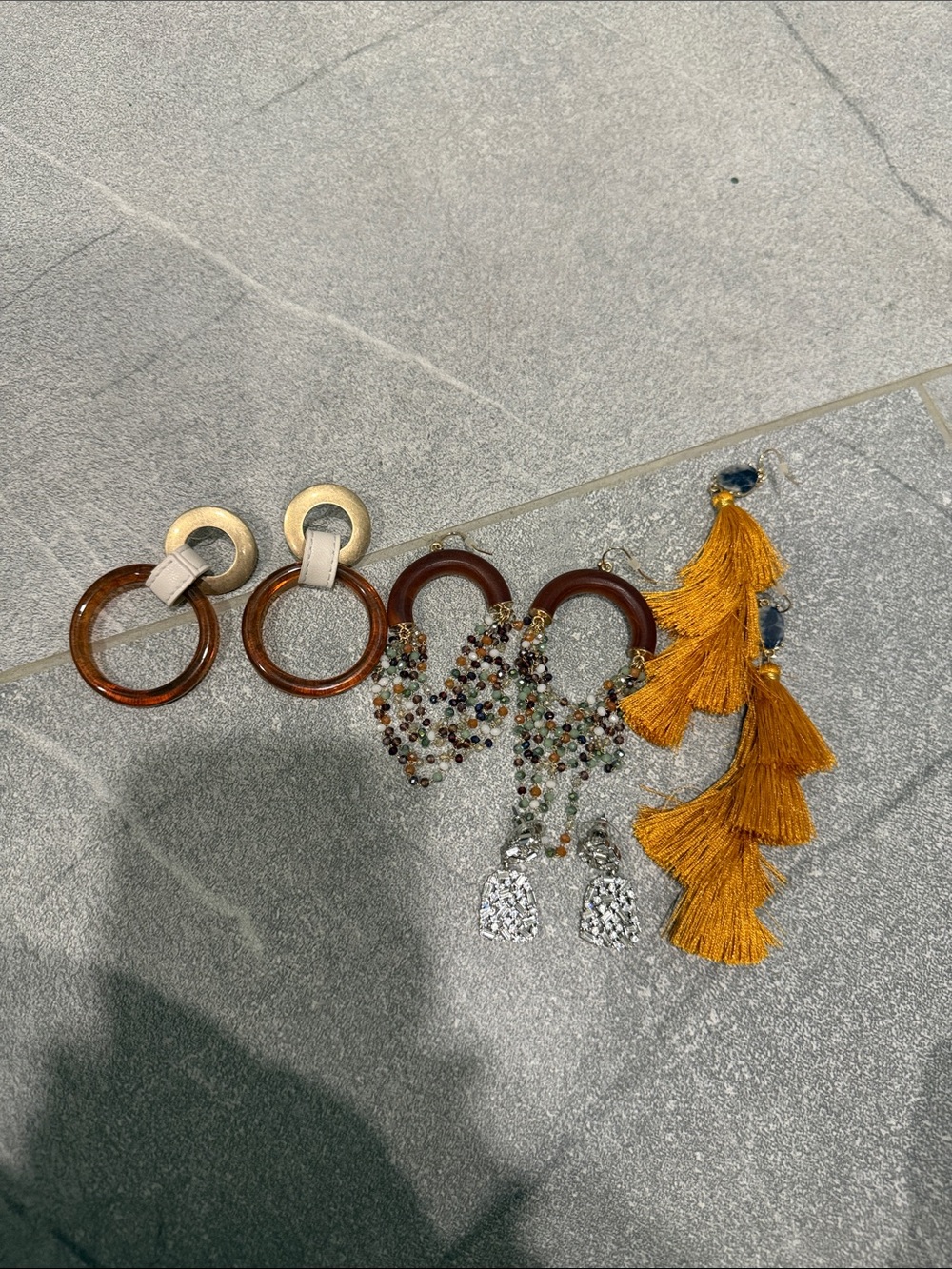 Park Lane Multicolor Beaded Hoop & Mustard Tassel Earring Set